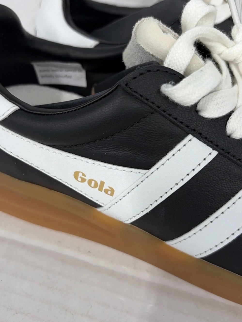 Gola Women's Cyclone Leather Black/White Gum Sneakers CLB743BW Size 7 Eur 38 - Picture 2 of 4